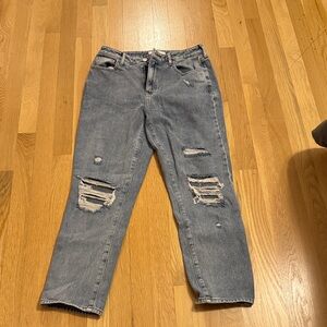 PacSun Light Blue Distressed Straight Leg Jeans